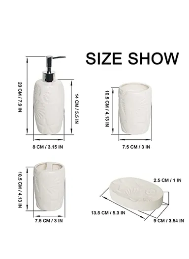 4Pcs Countertop Organizing Ceramic Bathroom Accessories Set JS185657 - Black &amp; White