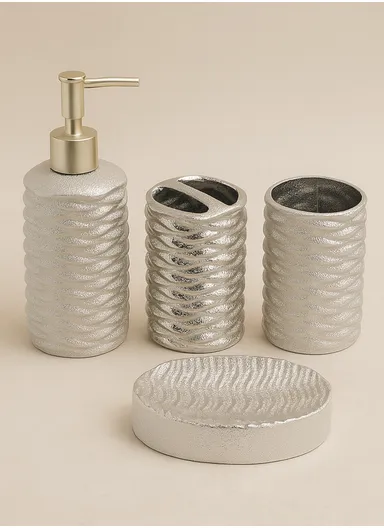 4Pcs Countertop Organizing Ceramic Bathroom Accessories Set JS185658 - Grey