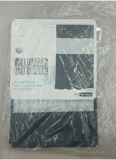 180x200cm EVA+PE 3D Leaf Pattern Shower Curtain For Bathrooms - Black &amp; White