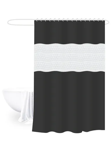 180x200cm EVA+PE 3D Leaf Pattern Shower Curtain For Bathrooms - Black &amp; White