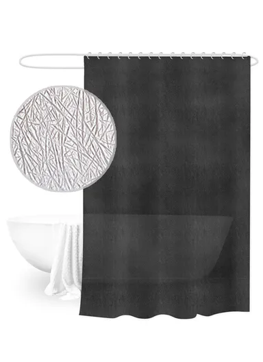 180x180cm EVA+PE 3D Leaf Pattern Shower Curtain For Bathrooms - Black