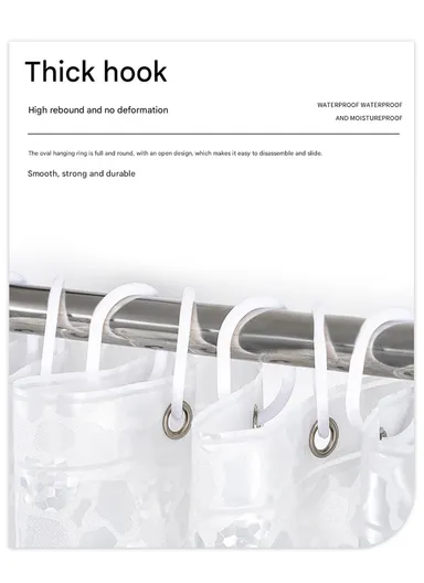 180x180cm EVA+PE 3D Leaf Pattern Shower Curtain For Bathrooms - Black