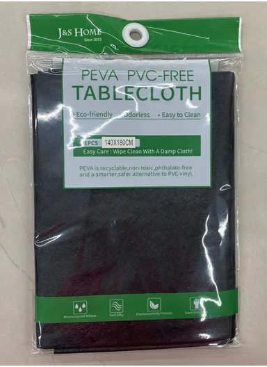 Waterproof &amp; Easy To Wash PEVA Tablecloth For Dining Table (L140 x W180)cm- Black 