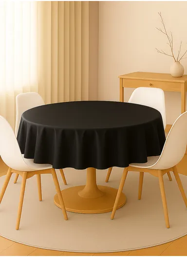 Waterproof &amp; Easy To Wash PEVA Tablecloth For Dining Table (L180 x W180)cm- Black