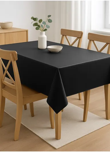 Waterproof &amp; Easy To Wash PEVA Tablecloth For Dining Table (L180 x W240)cm- Black