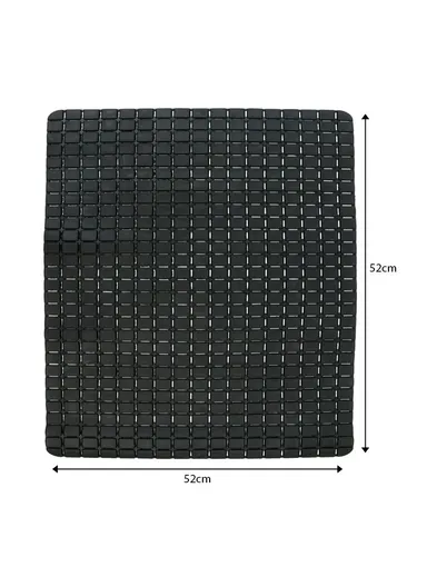 52x52cm Rubber Bath Shower Mat Anti-slip Drainage Floor Bathroom Stall Rug With Drain Hole - Black
