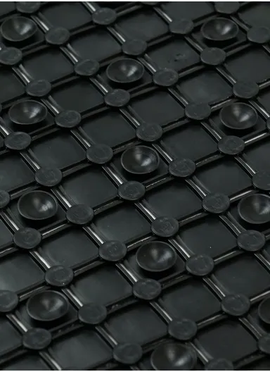 52x52cm Rubber Bath Shower Mat Anti-slip Drainage Floor Bathroom Stall Rug With Drain Hole - Black