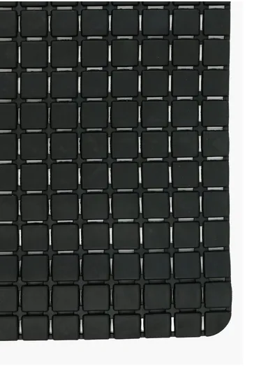 52x52cm Rubber Bath Shower Mat Anti-slip Drainage Floor Bathroom Stall Rug With Drain Hole - Black