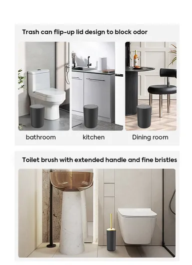 6 Pcs ABS Luxurious Bathroom Accessories Set 8034Y - Terrazzo