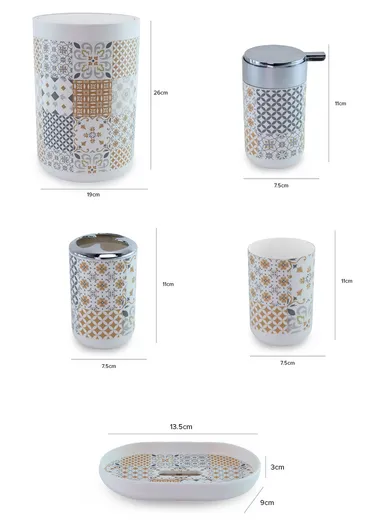 6 Pcs ABS Luxurious Bathroom Accessories Set 8034 - White