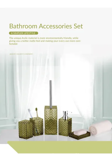 5 Pcs Acrylic Luxurious Bathroom Accessories Set JS5001 - Transparent
