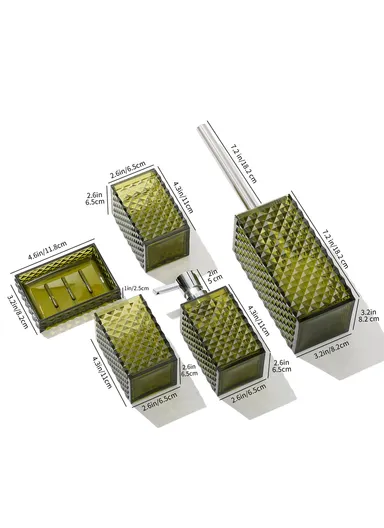 5 Pcs Acrylic Luxurious Bathroom Accessories Set JS5001 - Transparent