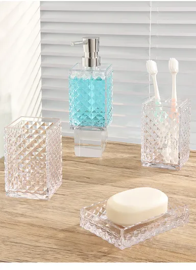 5 Pcs Acrylic Luxurious Bathroom Accessories Set JS5001 - Transparent