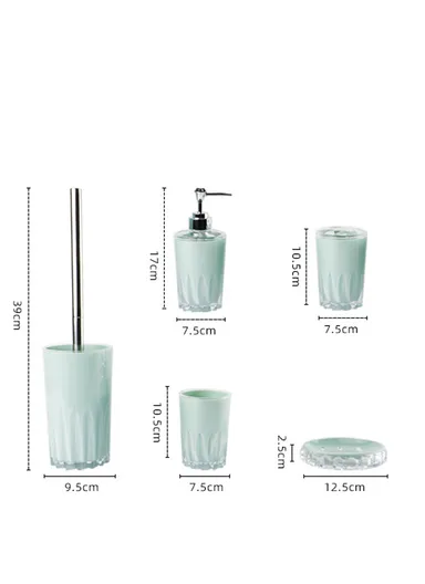 5 Pcs Acrylic Luxurious Bathroom Accessories Set 7005 - White