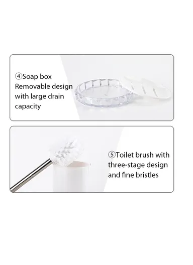 5 Pcs Acrylic Luxurious Bathroom Accessories Set 7005 - White