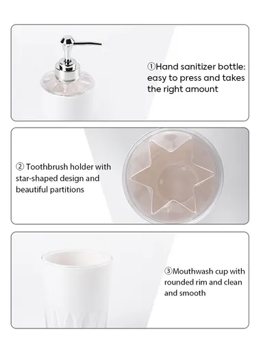 5 Pcs Acrylic Luxurious Bathroom Accessories Set 7005 - White