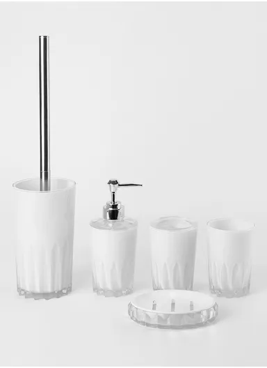 5 Pcs Acrylic Luxurious Bathroom Accessories Set 7005 - White