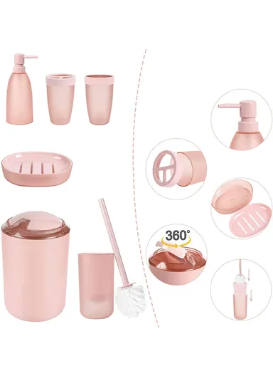 6 Pcs ABS Luxurious Bathroom Accessories Set 7006 - White