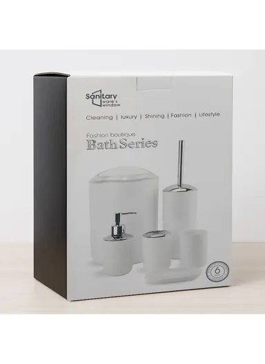 6 Pcs ABS Luxurious Bathroom Accessories Set 7006 - White