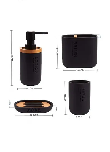 4-Pcs Resin Decorative Soap Dish, Toothbrush Holder, Soap Dispenser &amp; Cup, Bathroom Accessories Set - White