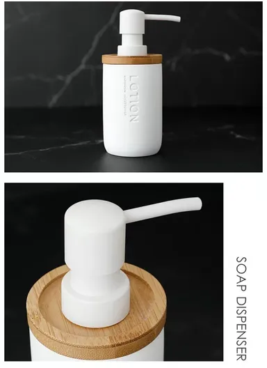 4-Pcs Resin Decorative Soap Dish, Toothbrush Holder, Soap Dispenser &amp; Cup, Bathroom Accessories Set - White