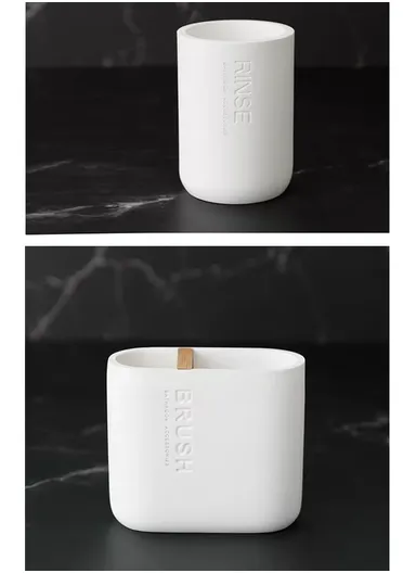 4-Pcs Resin Decorative Soap Dish, Toothbrush Holder, Soap Dispenser &amp; Cup, Bathroom Accessories Set - White