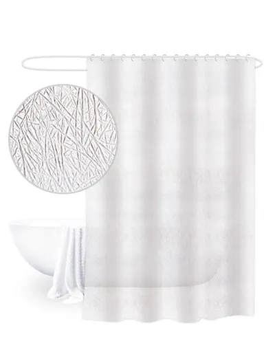 180x180cm EVA+PE 3D Leaf Pattern Shower Curtain For Bathrooms - Transparent Colored Light