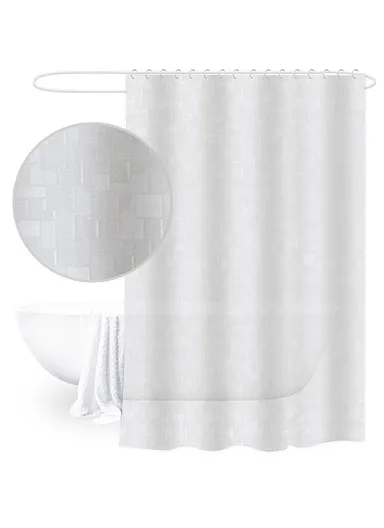 180x180cm EVA+PE 3D Leaf Pattern Shower Curtain For Bathrooms - Transparent