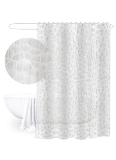 180x180cm EVA+PE 3D Leaf Pattern Shower Curtain For Bathrooms - Transparent