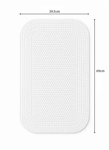69x39cm Anti Bacterial Oval TPE Mat With Anti Slip Suction Cups for Bathroom Floor - White