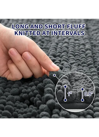 45x70 cm Chenille Bathroom Rug Mat, Thick &amp; thin, Absorbent Bath Rug Non-Slip Soft Plush Shaggy Bath Carpet Machine Wash Mats - White
