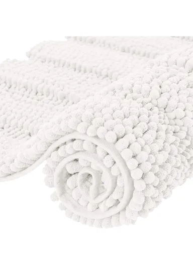 45x70 cm Chenille Bathroom Rug Mat, Thick &amp; thin, Absorbent Bath Rug Non-Slip Soft Plush Shaggy Bath Carpet Machine Wash Mats - White