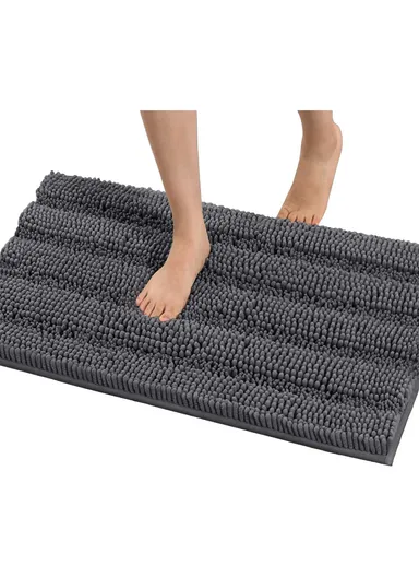 45x70 cm Chenille Bathroom Rug Mat, Thick &amp; thin, Absorbent Bath Rug Non-Slip Soft Plush Shaggy Bath Carpet Machine Wash Mats - White