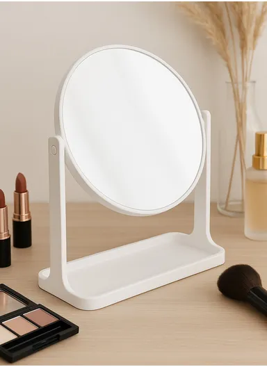 360° Rotation Round Makeup Mirror With Angle Adjustable - White