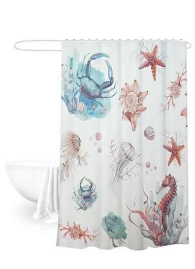 180x180cm EVA+PE 3D Leaf Pattern Shower Curtain For Bathrooms - Marine Organism
