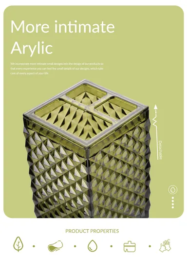 5 Pcs Acrylic Luxurious Bathroom Accessories Set JS5001 - Olive