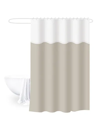 180x180cm EVA+PE Shower Curtain with Scalloped White Top For Bathrooms - Beige