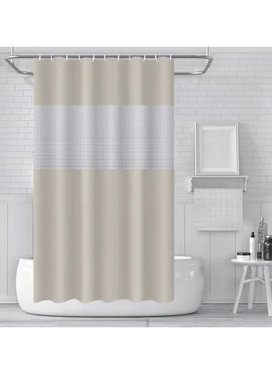 180x180cm EVA+PE 3D Leaf Pattern Shower Curtain For Bathrooms - Beige