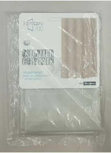 180x180cm EVA+PE 3D Squares Embossed Design Shower Curtain For Bathrooms - Beige