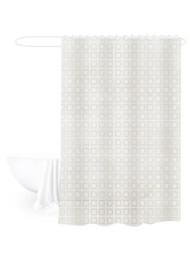 180x180cm EVA+PE 3D Squares Embossed Design Shower Curtain For Bathrooms - Beige