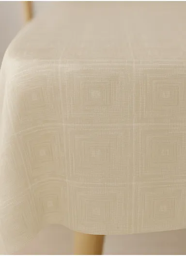 Waterproof &amp; Easy To Wash PEVA Tablecloth For Dining Table (L140 x W180)cm- Beige