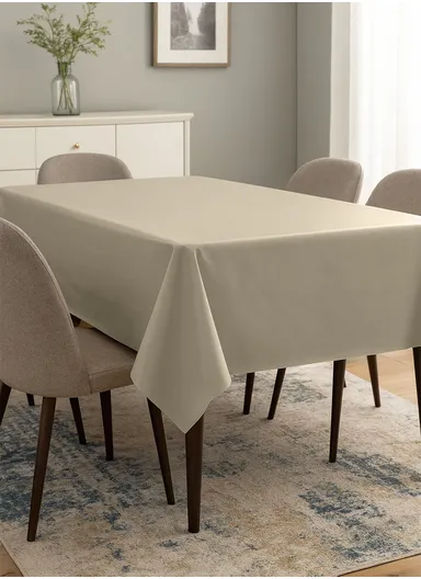 Waterproof &amp; Easy To Wash PEVA Tablecloth For Dining Table (L180 x W180)cm- Beige