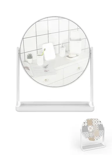 360° Rotation Round Makeup Mirror With Angle Adjustable - Ethnic Style