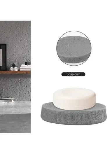 4Pcs Countertop Organizing Resin Bathroom Accessories Set - Grey