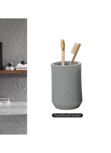 4Pcs Countertop Organizing Resin Bathroom Accessories Set - Grey