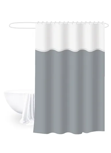 180x180cm EVA+PE 3D Leaf Pattern Shower Curtain For Bathrooms - Grey &amp; White