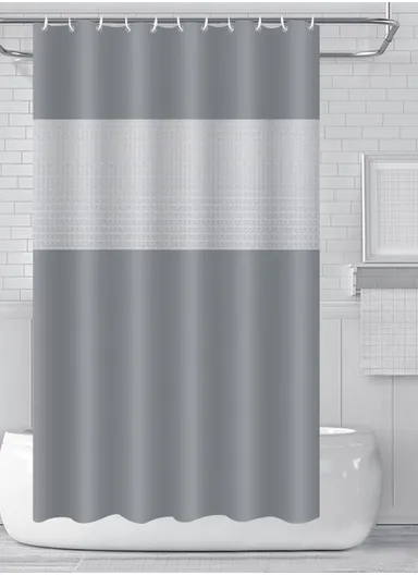 180x200cm EVA+PE 3D Leaf Pattern Shower Curtain For Bathrooms - Grey