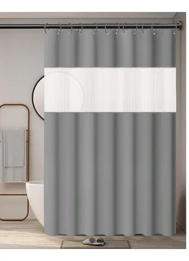 180x200cm EVA+PE 3D Leaf Pattern Shower Curtain For Bathrooms - Grey