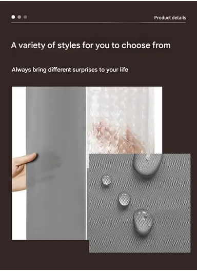 180x200cm EVA+PE 3D Leaf Pattern Shower Curtain For Bathrooms - Grey