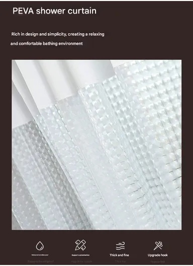180x200cm EVA+PE 3D Leaf Pattern Shower Curtain For Bathrooms - Grey